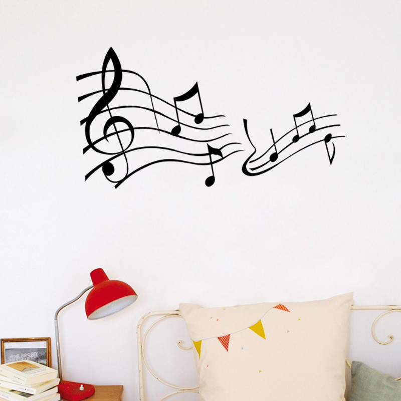 Samolepka Houslový klíč a noty - černá