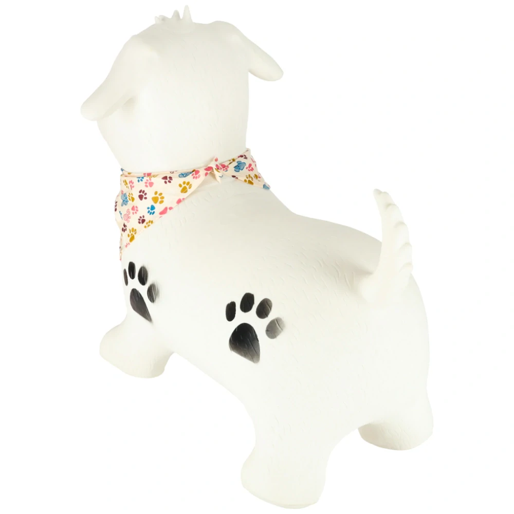Hopsadlo gumové Pejsek bílý s šátečkem set skákadlo s pumpičkou
