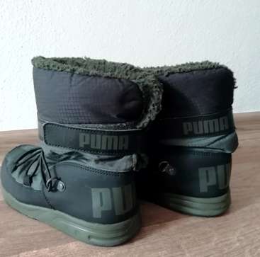 Chlapecké zimní boty s kožíškem PUMA - khaki/černá (stélka 19cm)
