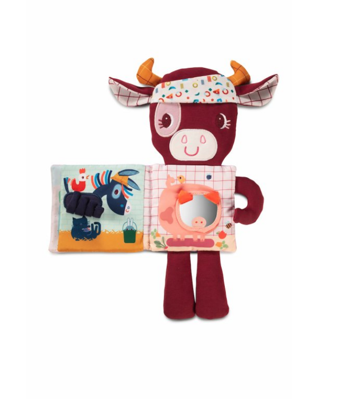 Lilliputiens - textilní knížka se svítícím obrázkem - kravička Rosalie