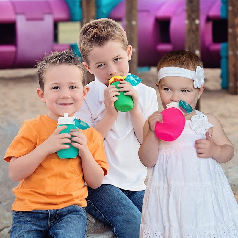 Squeasy Gear silikonová kapsička 104 ml pro zdravé krmení dětí měkká AQUA - zelená