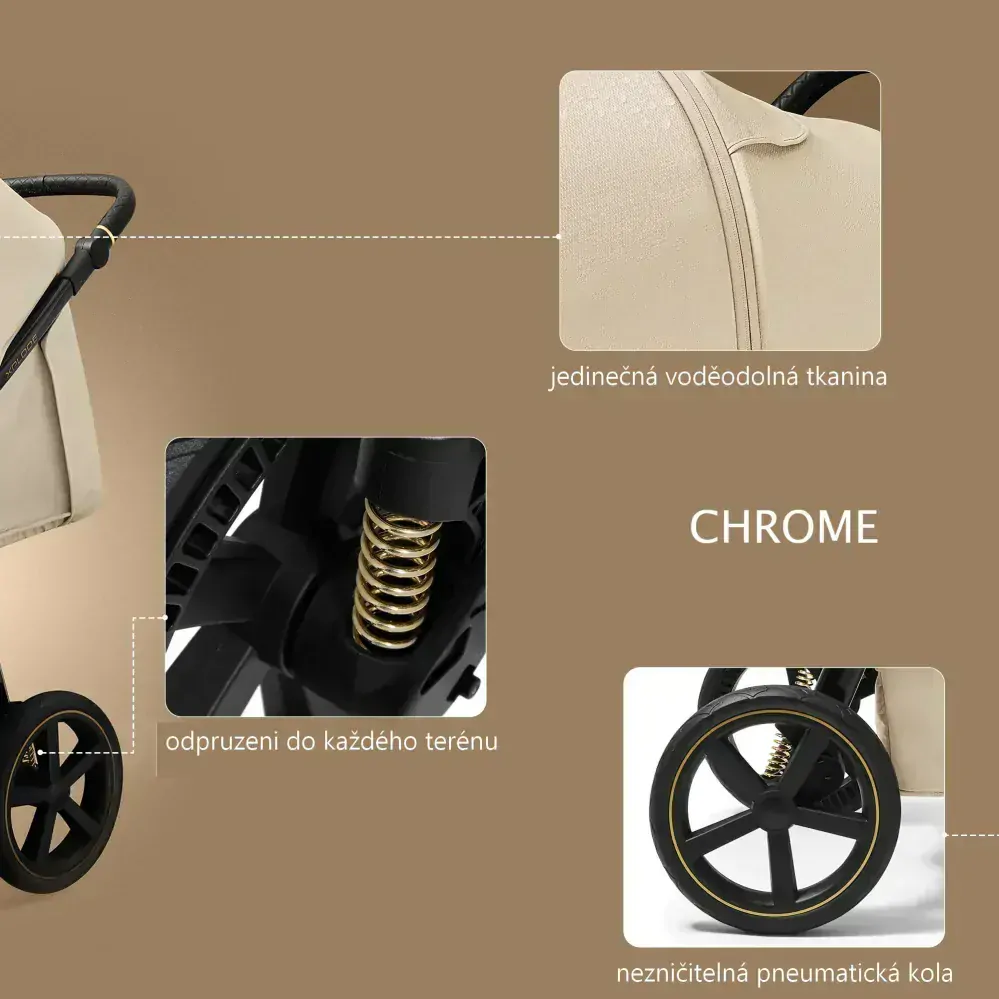 Sportovní kočárek Xplode Future Design Chrome Sand Beige