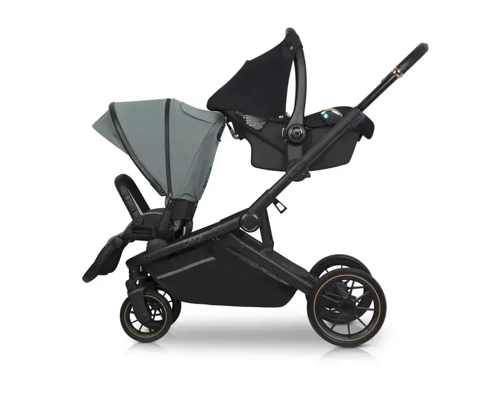 Kočárek pro dvojčata sourozenecký CAVOE Avec Boho Green