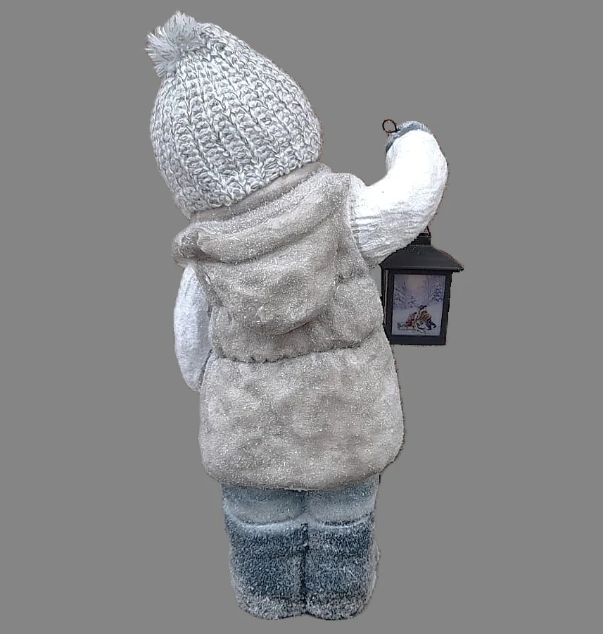 Dekorace- Kluk ve vestě s LED lucernou