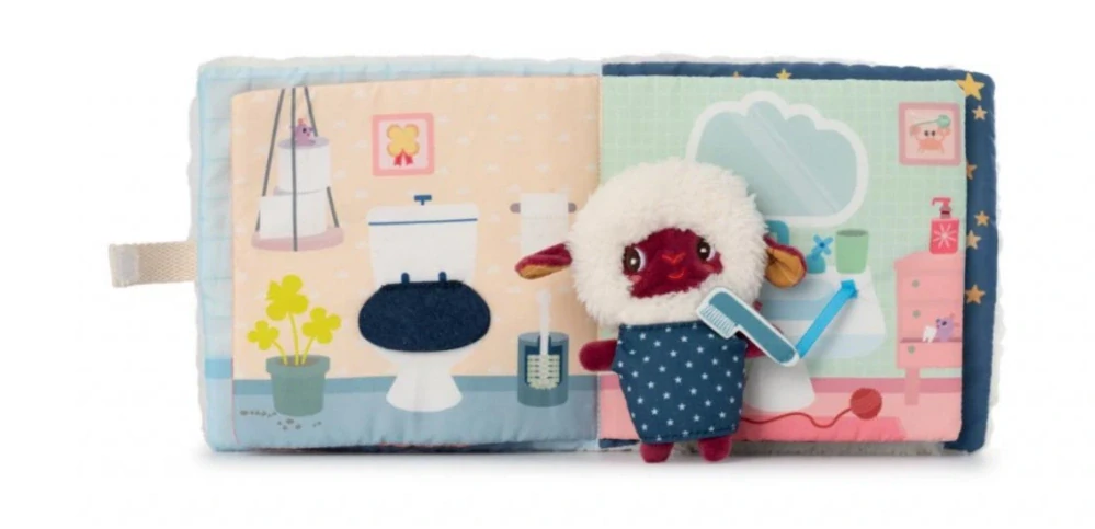 Lilliputiens - textilní knížka s prstovou loutkou - dobrou noc s ovečkou Yvon 