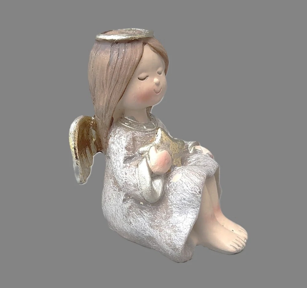 Anděl sedící šedé šaty 2 druhy