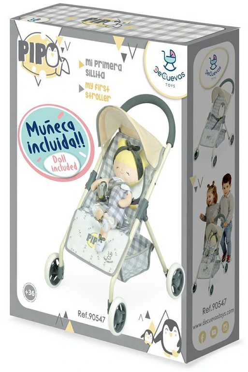 Dětský kočárek pro panenku + hadrová panenka set