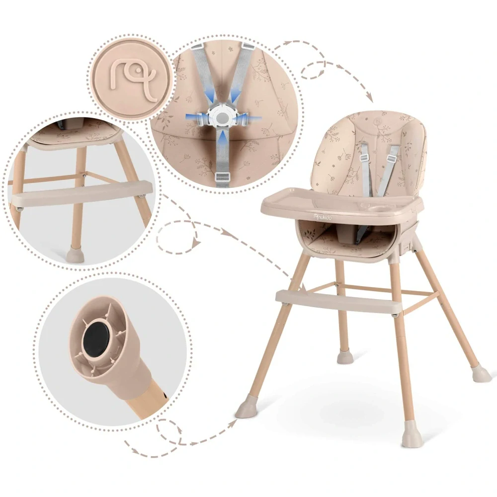 Dětská jídelní židlička Nukido Tilo béžová