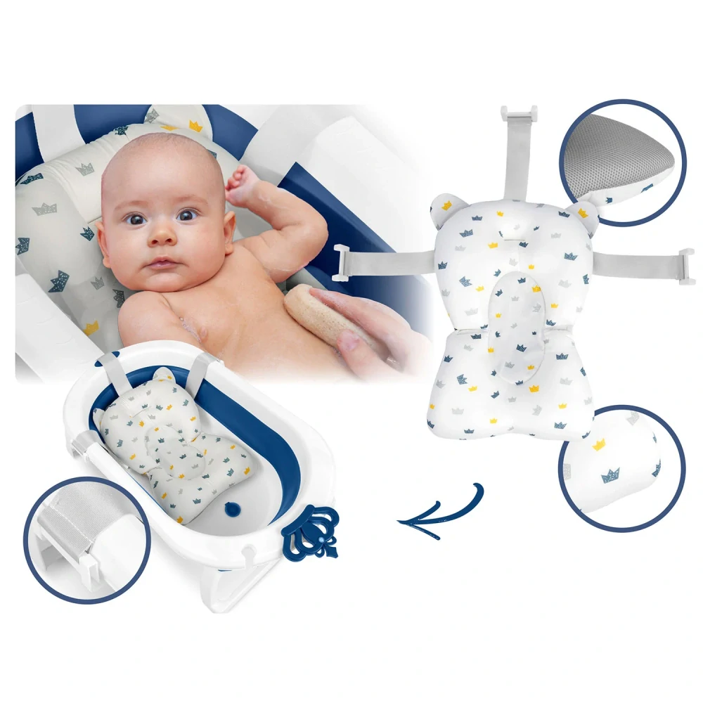 Skládací vanička pro děti a kojence s lehátkem bílo-modrá