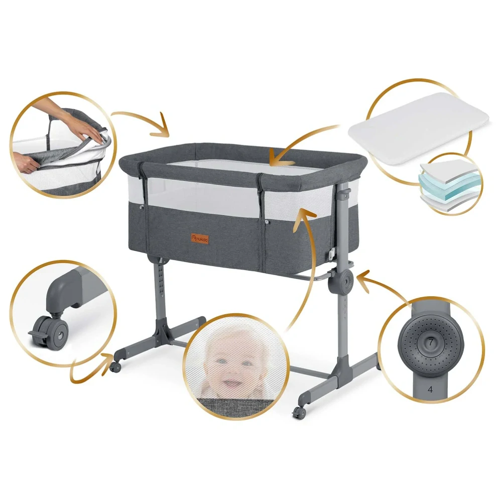 Dětská postýlka Nukido 0-5 měsíců - grey