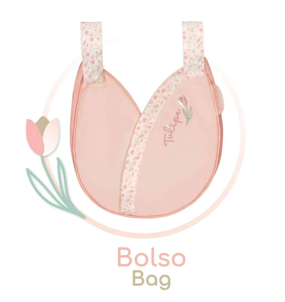 Dětský luxusní skládací kočárek pro panenku DeCuevas s taškou Tulipe lososový