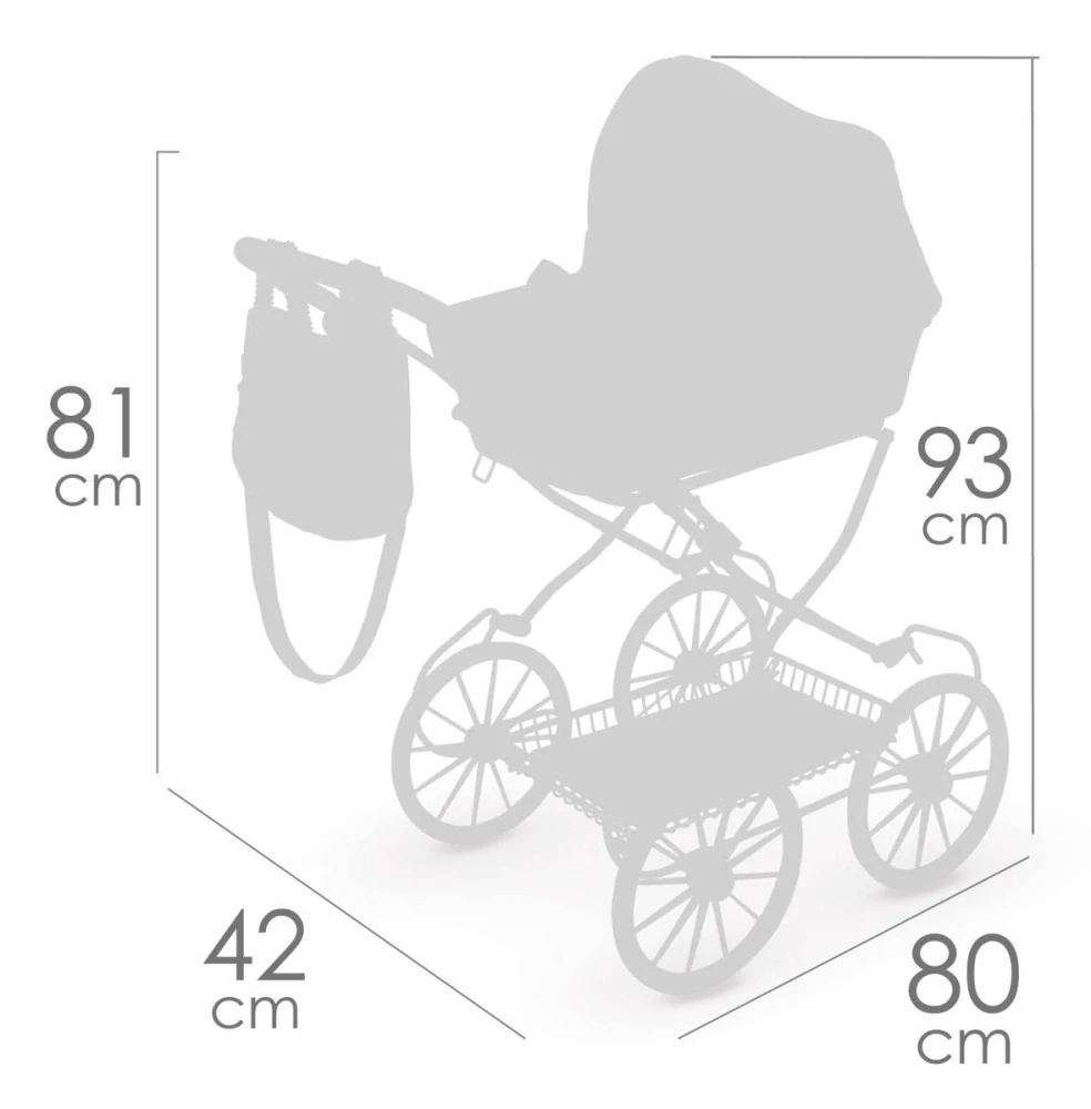 Dětský luxusní skládací kočárek pro panenku DeCuevas Koala s taškou a doplňky bílo-růžový