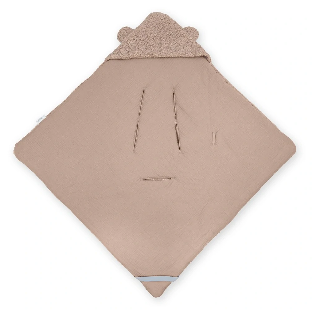 Prémiová Zimní Zavinovací Deka/Fusak do Autosedačky Cotton Muslin & Bouclé karamel