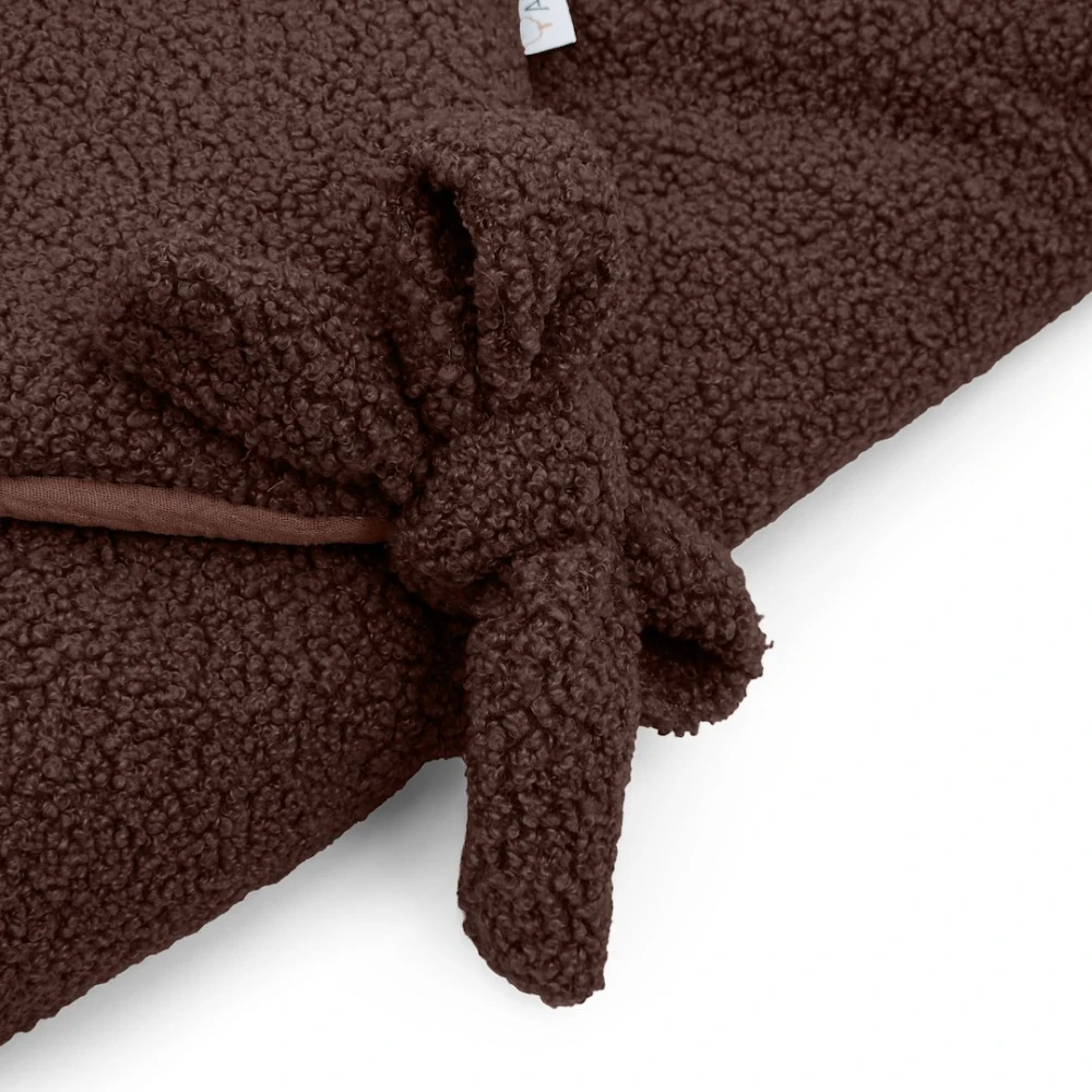 Prémiová Zimní Zavinovací Deka/Fusak do Autosedačky Cotton Muslin & Bouclé hnědá
