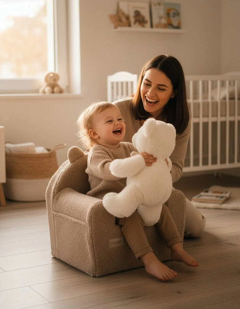 Dětské Designové Pěnové Křesílko Bouclé Karamel