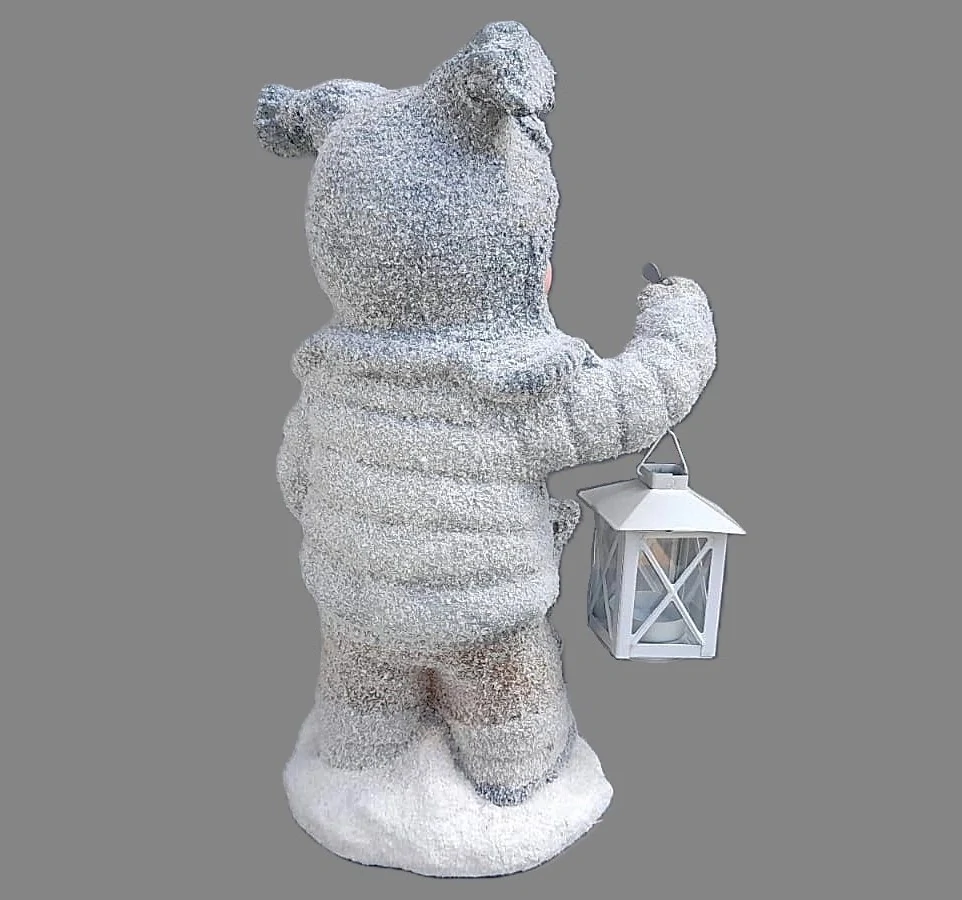 Dekorace- Kluk v čapce s LED lucernou 41cm