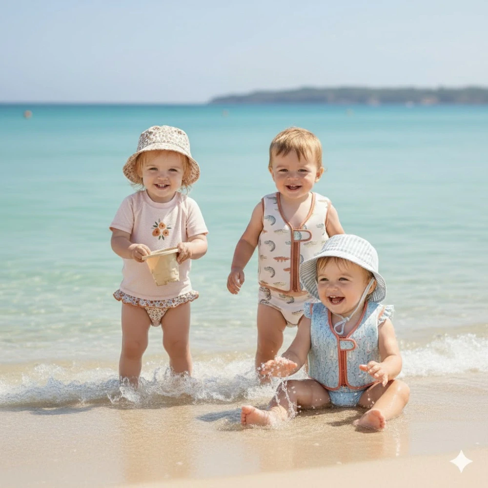 Sada Plavky a Klobouček BimBidreams Formentera s UPF50+ (květinový vzor) 3-9m