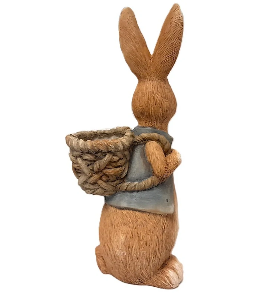 Dekorace Velký hnědý zajíček ve vestě s nůší 55cm