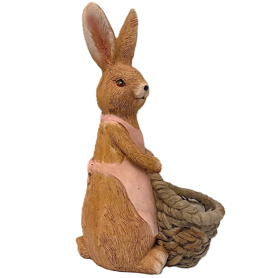 Dekorace Velký hnědý zajíček v zástěře s nůší 46cm