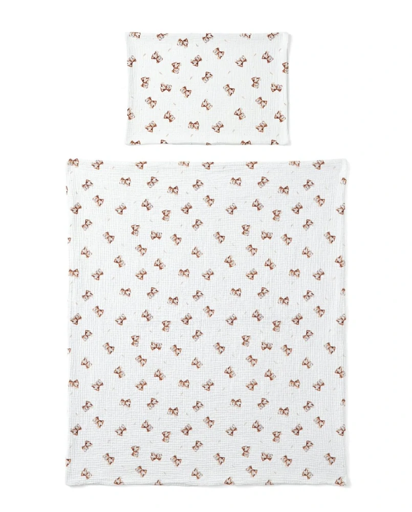 Mušelínové dětské povlečení Vintage Teddy – Karamelové 100 x 135cm