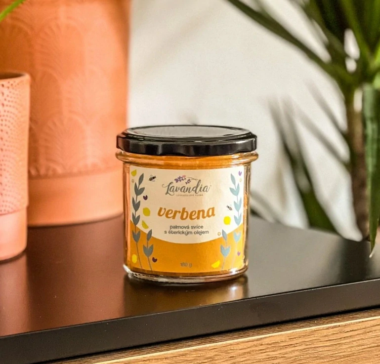 Vonná palmová svíce ve skle - Verbena