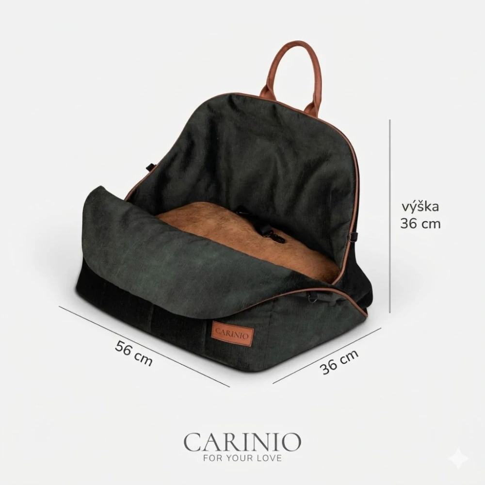 CARINIO AMIS 3v1 Wood - Pelíšek, přepravní taška, autosedačka pro zvířata