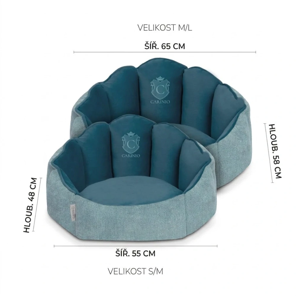 Kvalitní pelíšek ve tvaru mušle pro mazlíčky Carinio Shell Lagoon vel. S/M