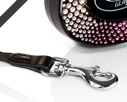 Luxusní samonavíjecí vodítko Flexi Splash Leaf S 3m – Swarovski edice perleťová bílá