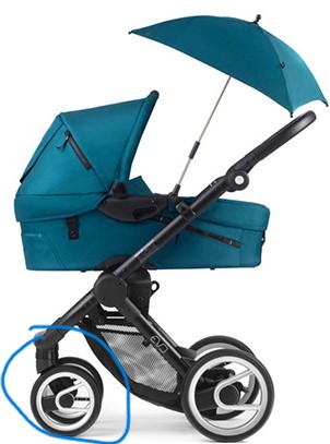 ND_kolečko na kočárek MUTSY Evo přední levé včetně závěsu