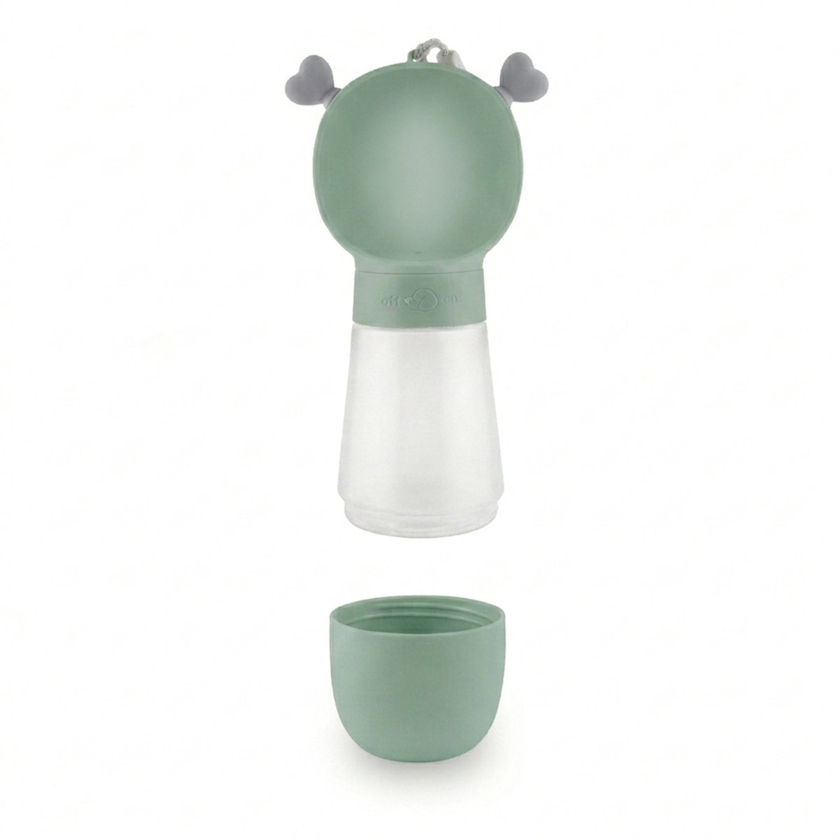 Cestovní láhev na vodu a granule pro psy a kočky MilooPets Amore Duo (350+180 ml) zelená