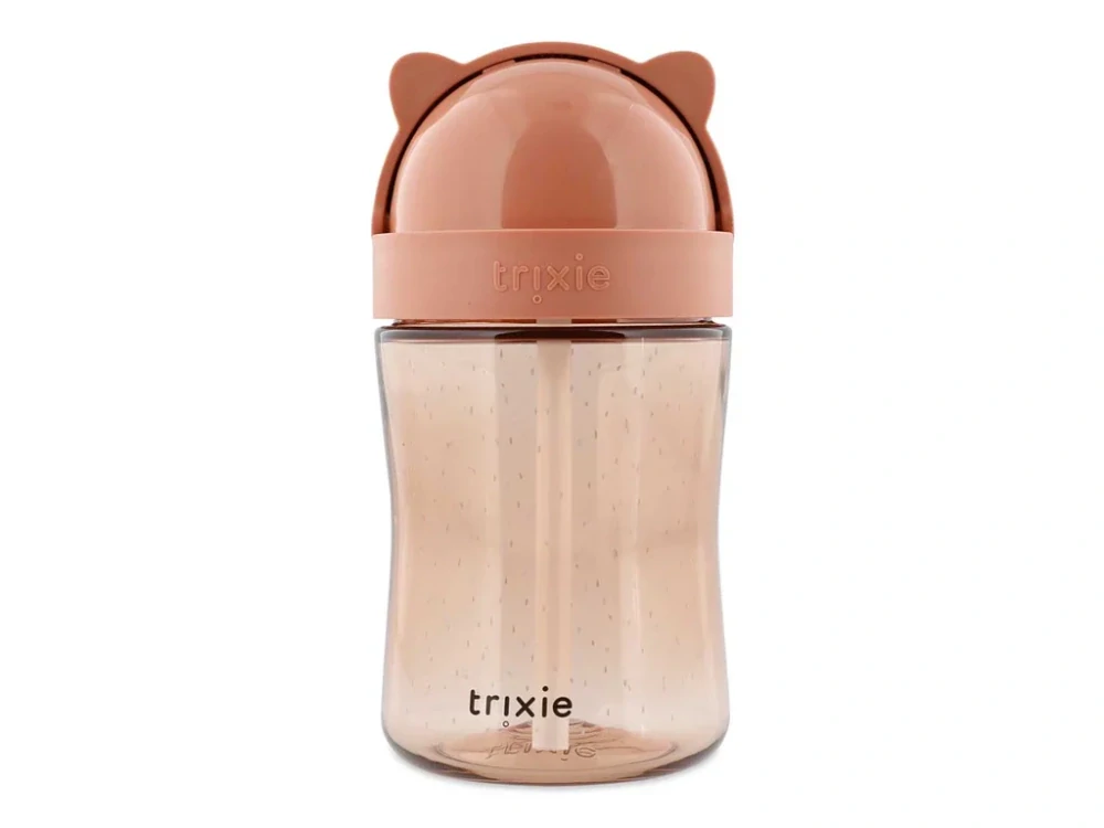 Dětská láhev s brčkem Trixie - Kočička (Zdravý Tritan™)