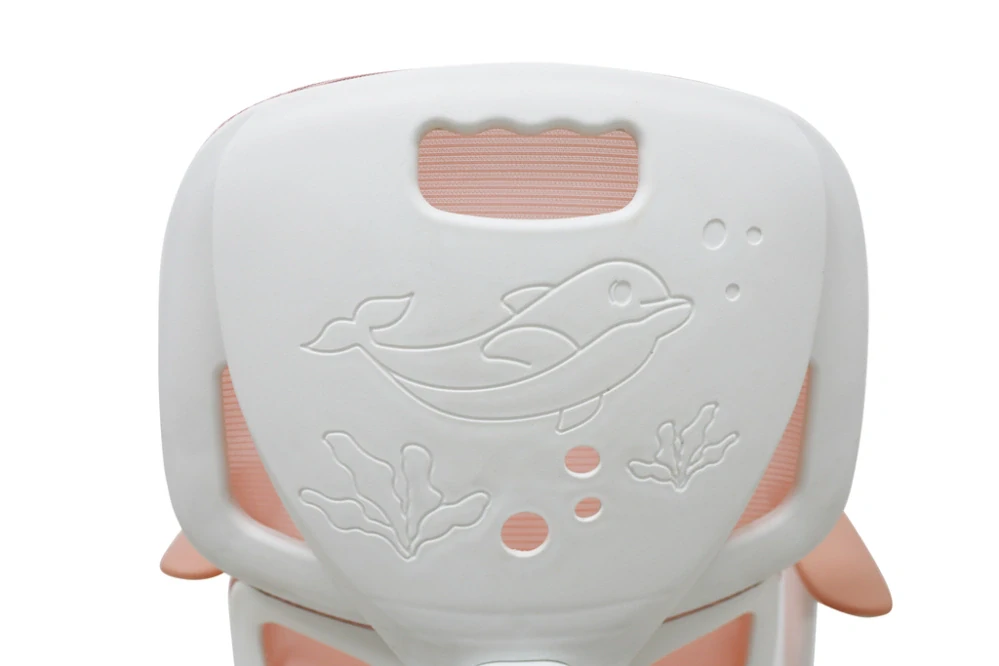 Dětská ergonomická otočná židle k psacímu stolu s podnožkou - růžová