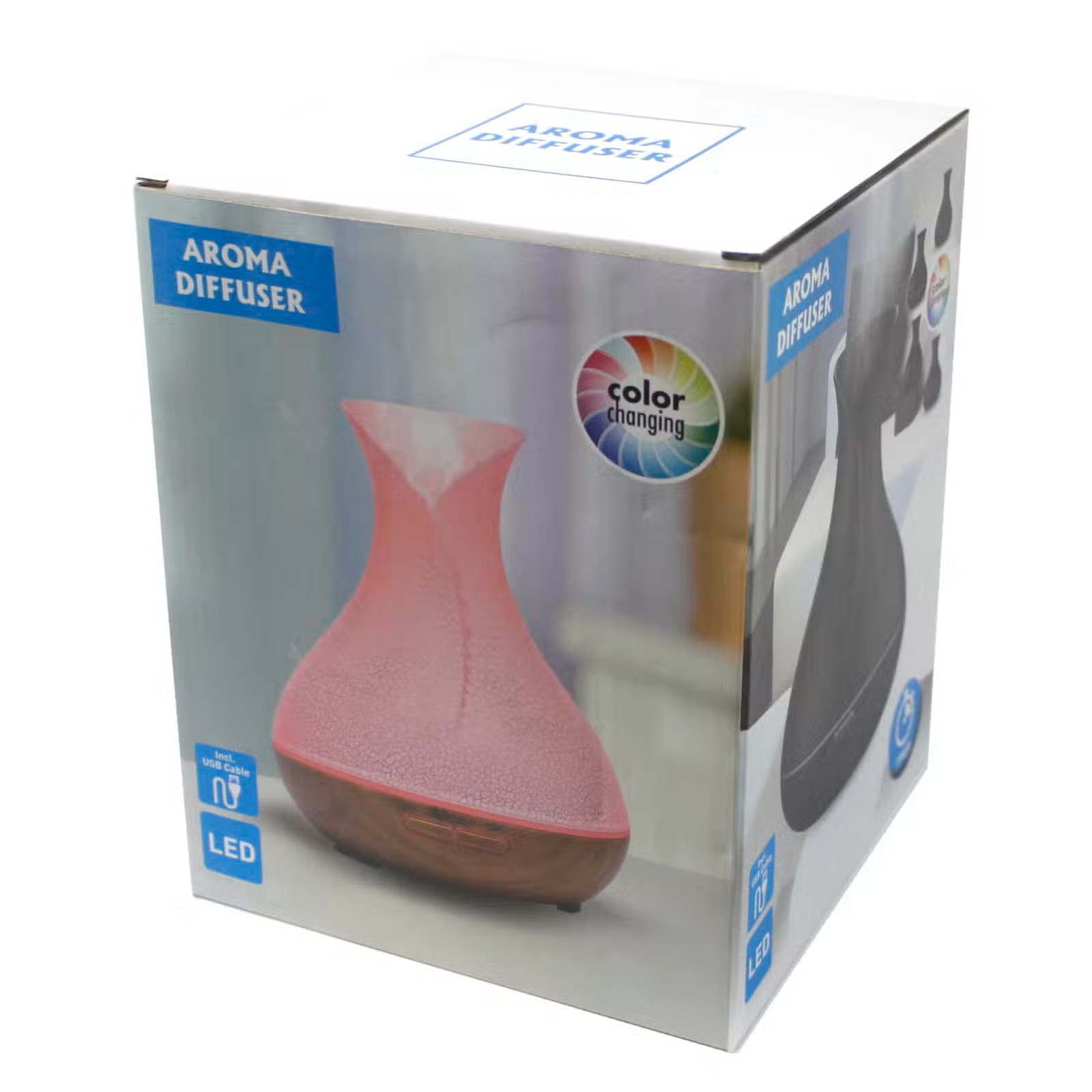 Ultrasonický aroma difuzér Palma s popraskaným efektem s barevným efektem – 400 ml