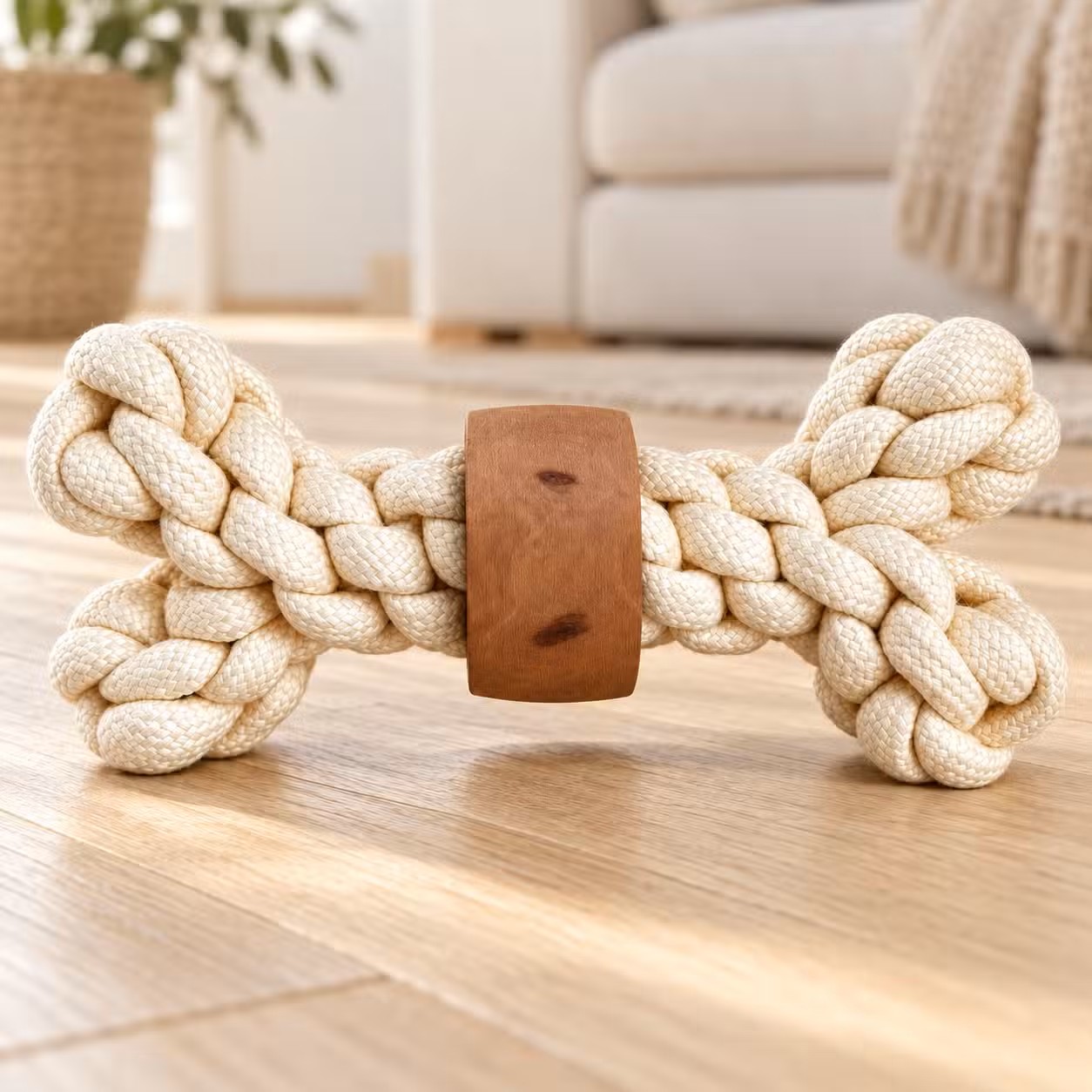PAW Kávové dřevo s provazem Power Knot Bone