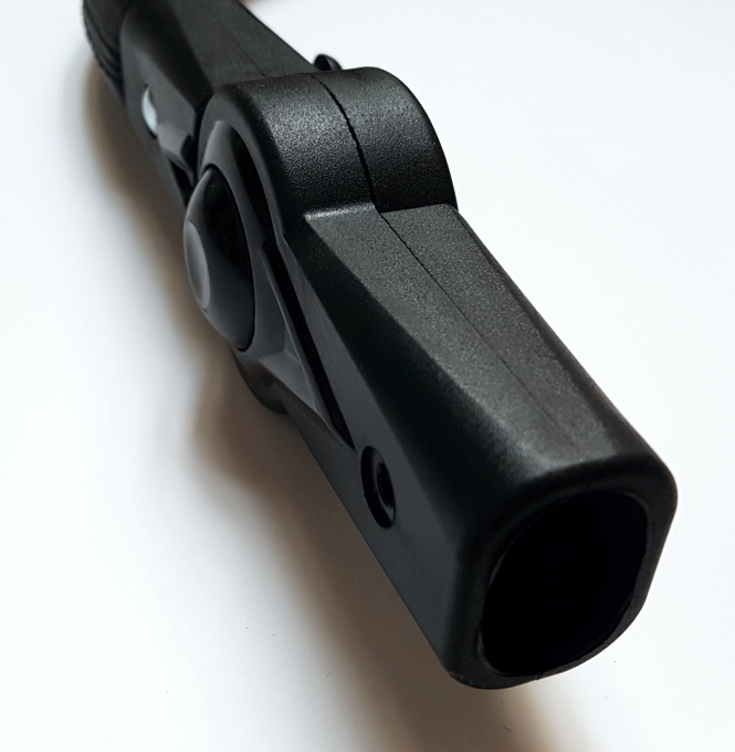 ND_ rukojeť na kočárek potažená Eco kůží s  klouby - černá 46cm madlo