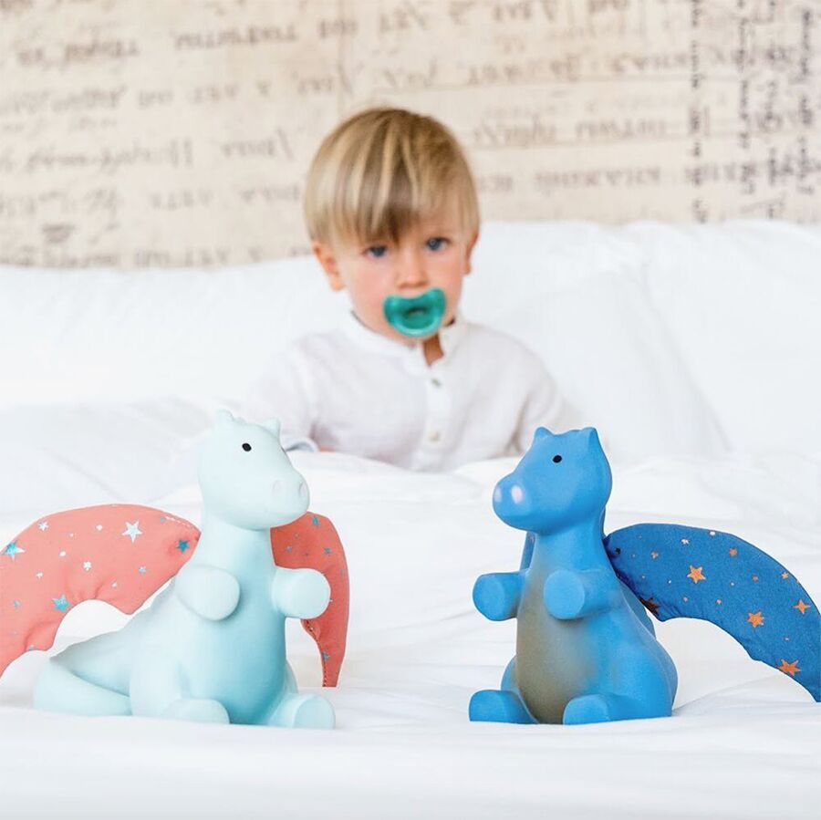 TIKIRI  Dráček modrý z přírodního kaučuku 13cm