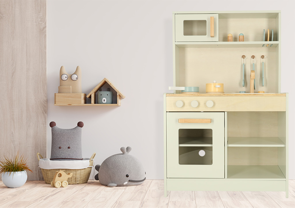 DŘEVĚNÁ KUCHYŇSKÁ LINKA MDF S NÁDOBÍM