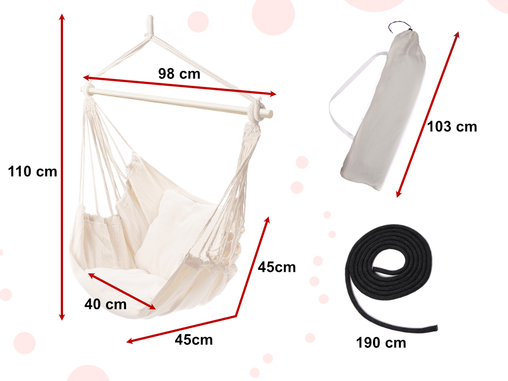 BRAZILSKÉ HOUPACÍ KŘESLO S ECRU POLŠTÁŘI 