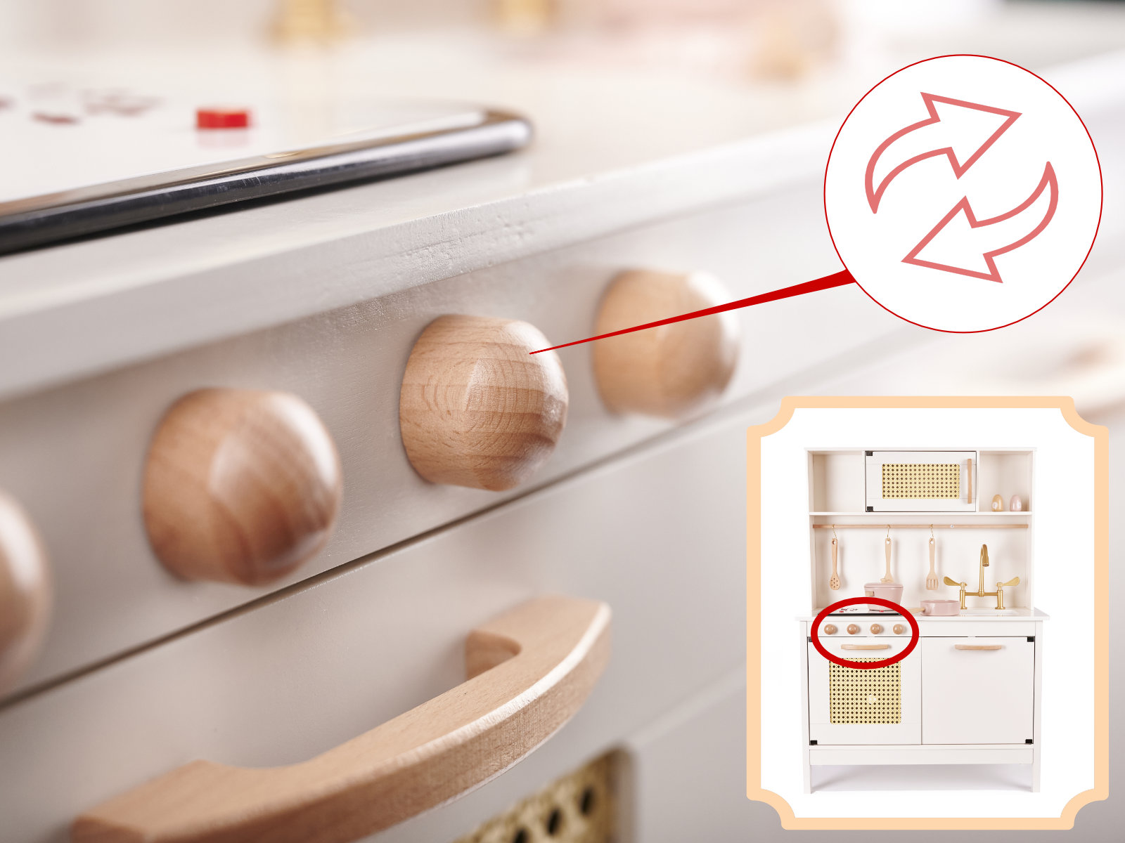 RETRO MDF DŘEVĚNÁ KUCHYŇKA PRO DĚTI S DOPLŇKY BOHO, 100 CM