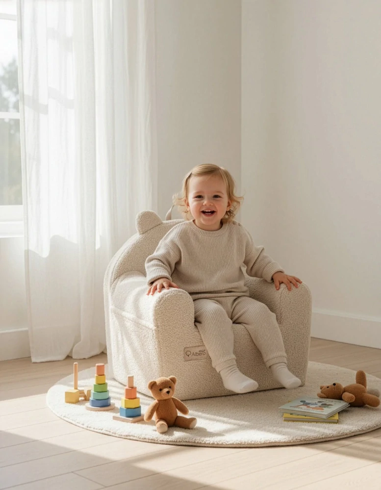 Dětské Designové Pěnové Křesílko Bouclé Vanilla