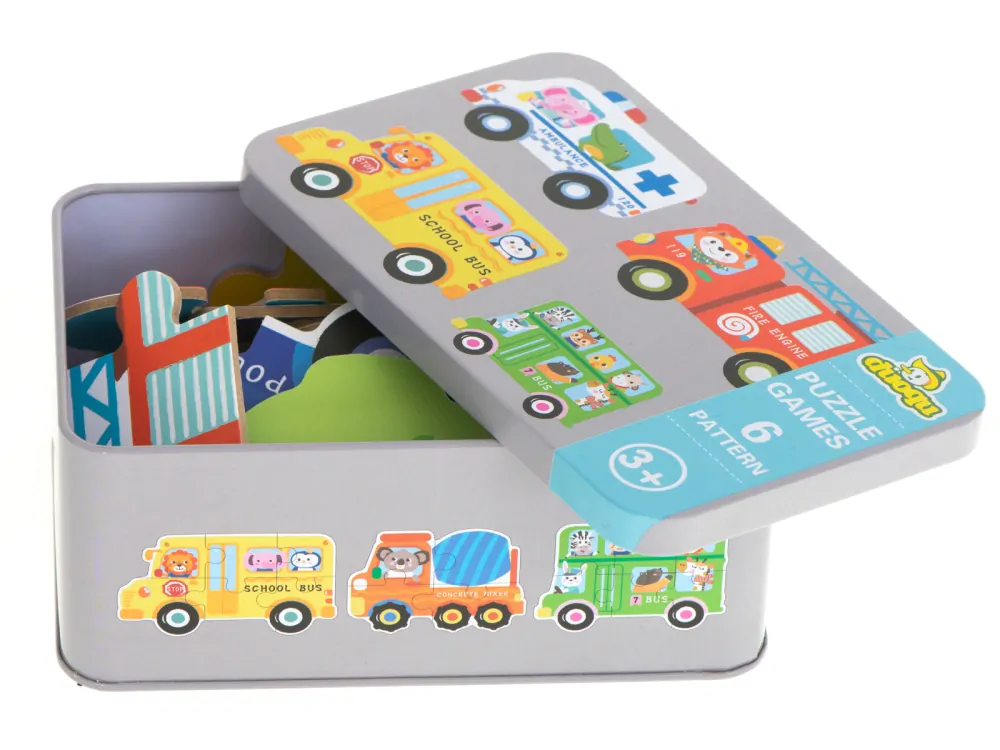 PUZZLE AUTA V PLECHOVÉ KRABIČCE