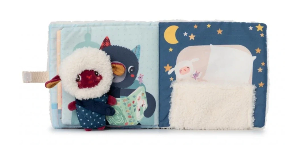 Lilliputiens - textilní knížka s prstovou loutkou - dobrou noc s ovečkou Yvon 