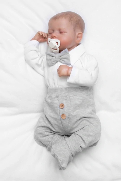 Kojenecká společenská sada pro chlapečky Baby Elegán - šedý melír vel.62