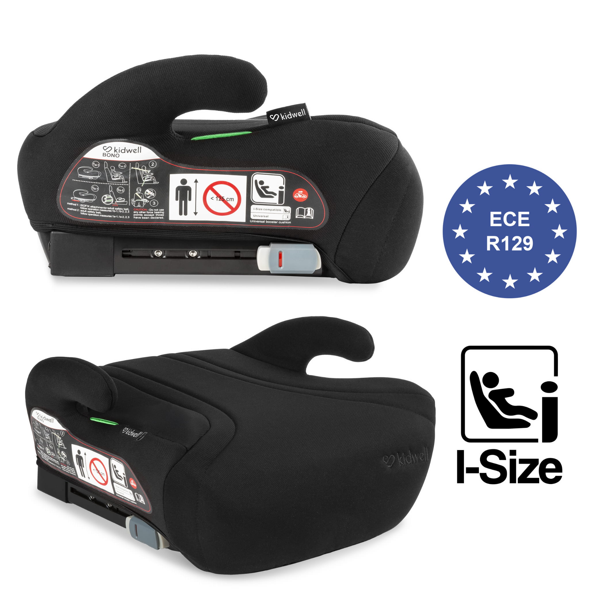 PODSEDÁK S I-SIZE KIDWELL BONO ČERNÝ s isofixem prostorný a pohodlný