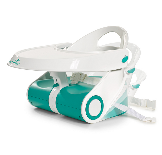 PŮJČOVNA - Cestovní jídelní sedačka Booster modrá/bílá (NOVÁ)