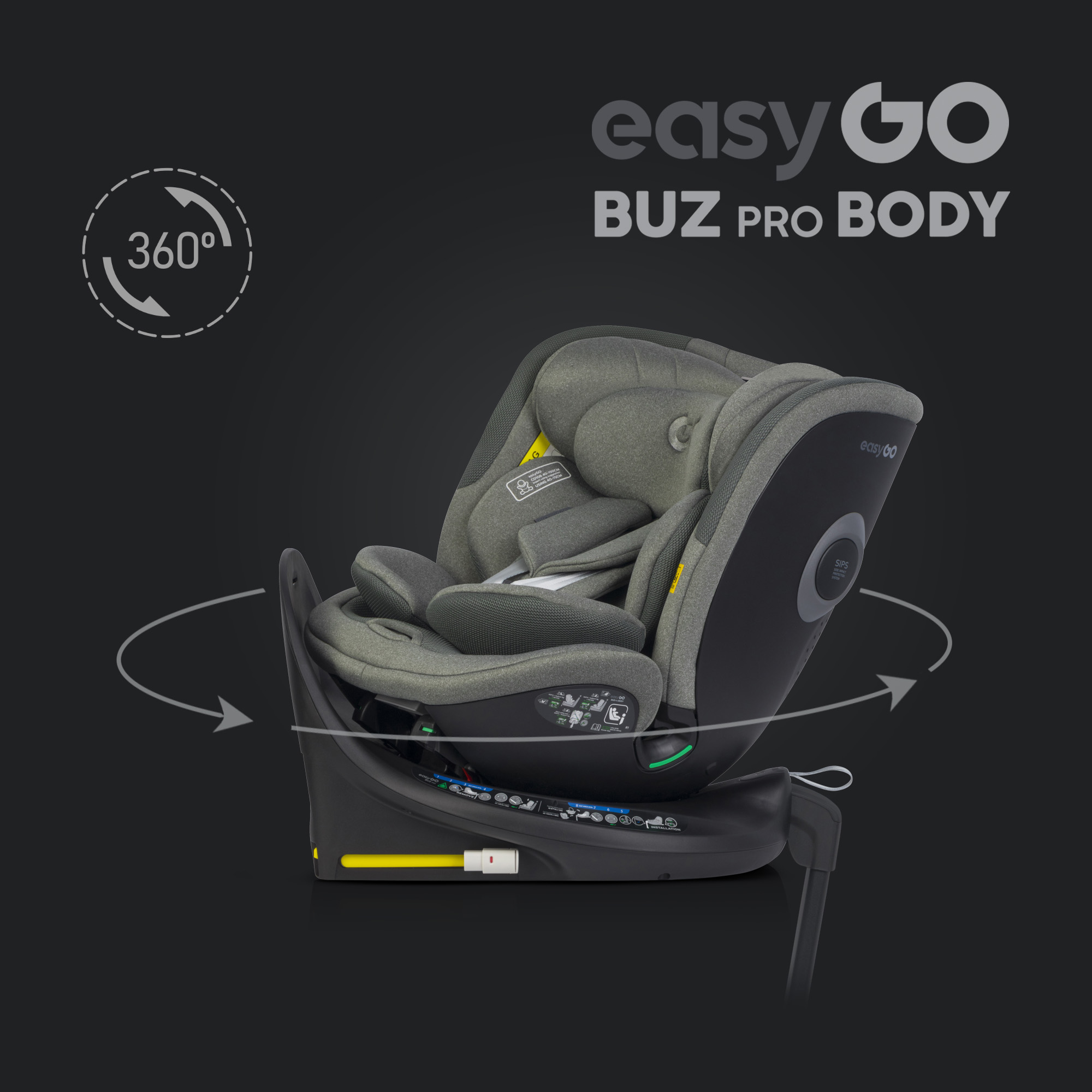 Sada autosedaček EasyGo Buz Pro a Buz Pro Body Greener 2v1 + otočná báze