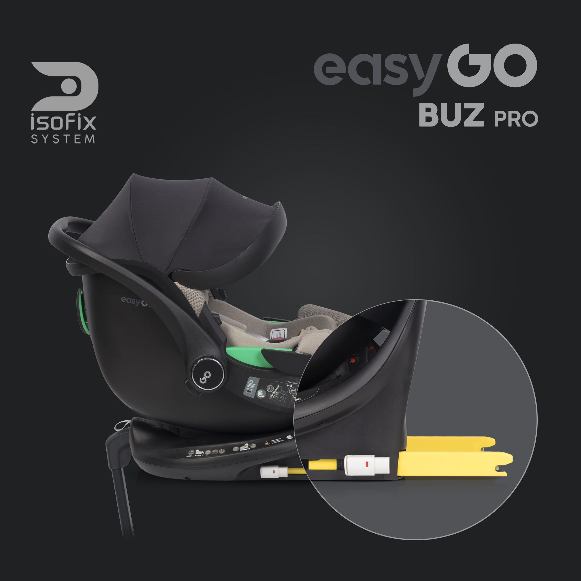 Sada autosedaček EasyGo Buz Pro a Buz Pro Body Taupe 2v1 + otočná báze