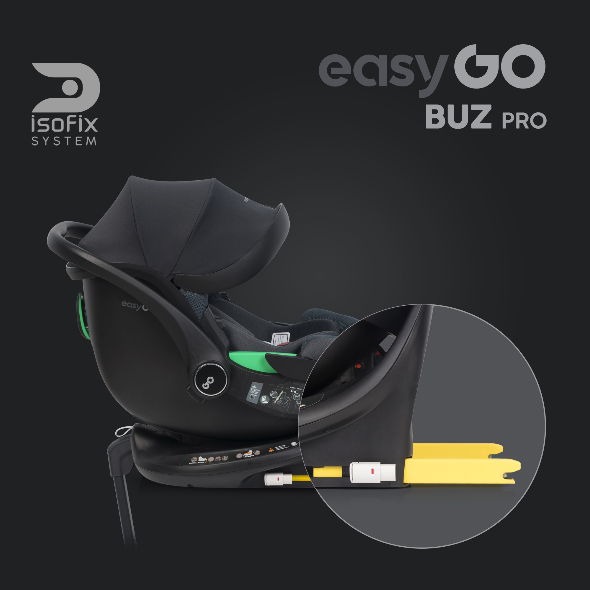 Sada autosedaček EasyGo Buz Pro a Buz Pro Body Granito 2v1 + otočná báze