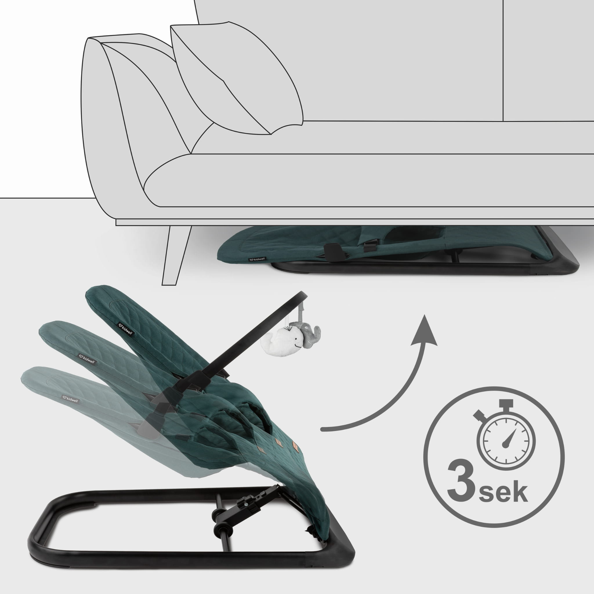 Houpací lehátko Kidwell LARO Green/Black