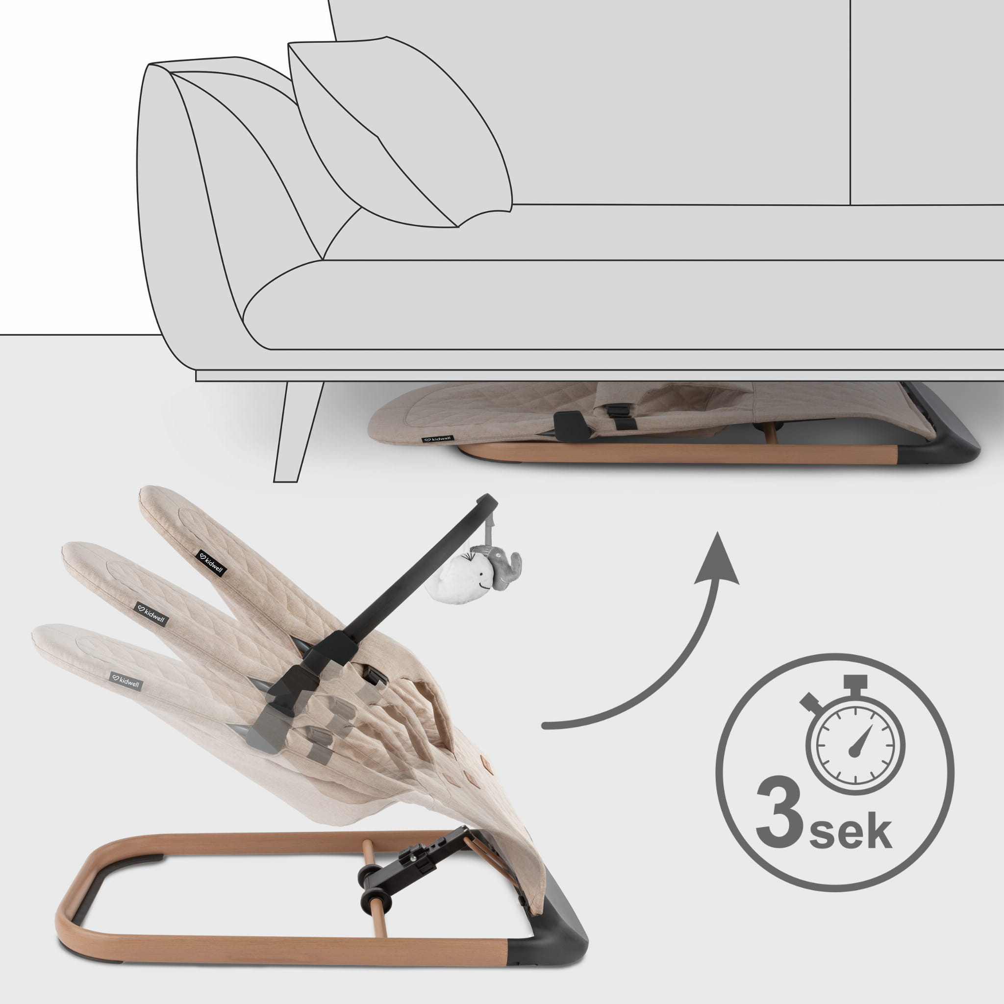 Houpací lehátko Kidwell LARO Beige/Wooden